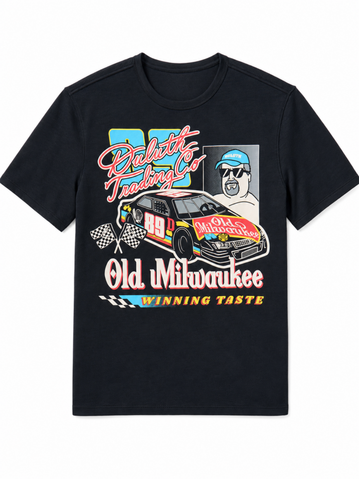 Black Retro Graphic Short-Sleeve Crew Neck T-Shirt