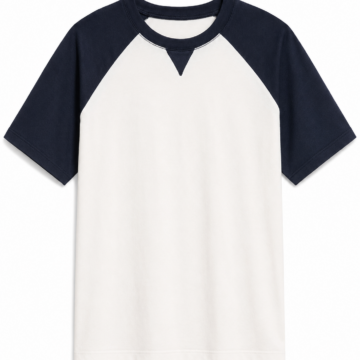 Cream and Navy Raglan Sleeve T-Shirt