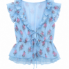 Light Blue Floral Peplum Sleeveless Top