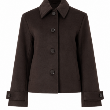 Dark Brown Tailored Straight Fit Coat with Notched Lapel