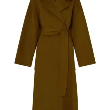 Olive Brown Double-Breasted Longline Trench Coat