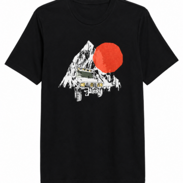 Black Relaxed Fit Crewneck T-Shirt with Off-Road Graphic