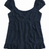 Dark Navy Polka Dot Scoop Neck Swing Top