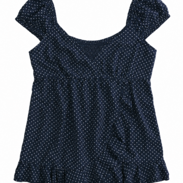 Dark Navy Polka Dot Scoop Neck Swing Top