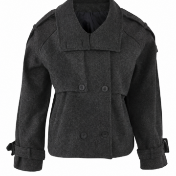 Charcoal Grey Double-Breasted Wool Peacoat