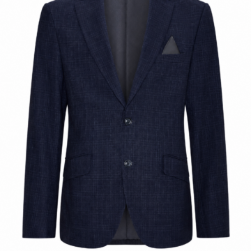 Navy Blue Crosshatch Two-Button Suit Jacket
