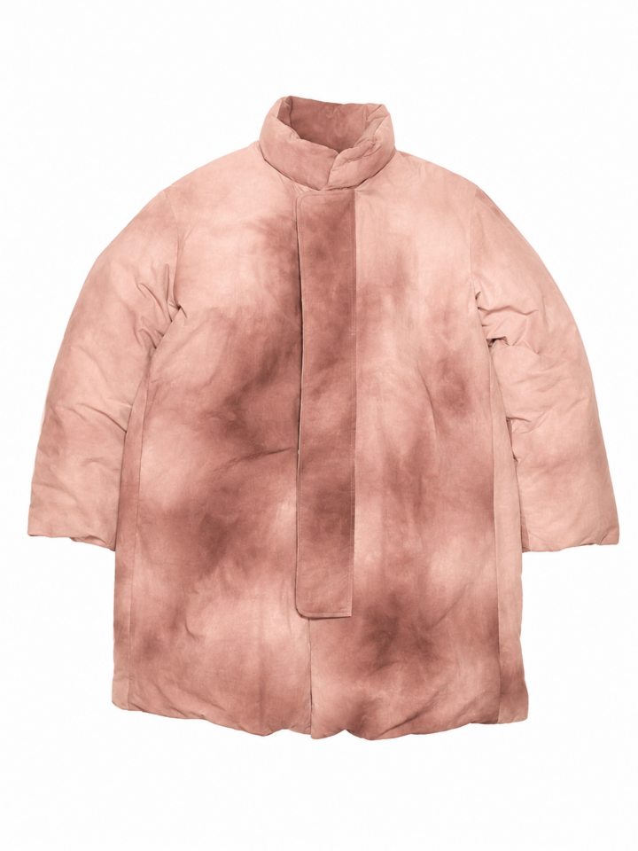 Dusty Pink Tie-Dye Oversized Puffer Coat