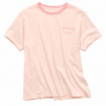 Light Pink Montauk Beach T-Shirt with Contrast Collar