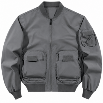 Grey Relaxed Fit Bomber Jacket