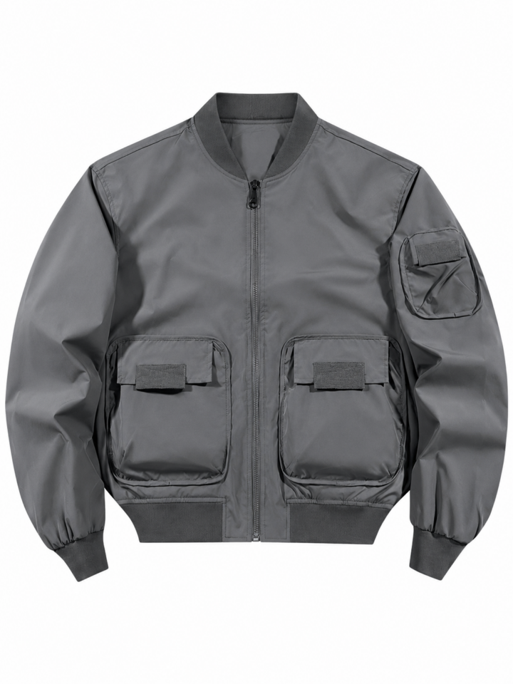 Grey Relaxed Fit Bomber Jacket