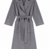 Medium Grey Longline Wrap Coat with Stud Embellished Sleeves