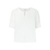 White Relaxed Fit Short-Sleeve Top with Button Placket