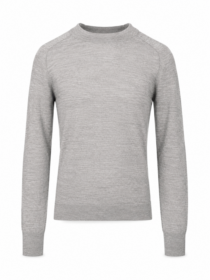 Heather Grey Crewneck Pullover Sweater with Raglan Sleeves